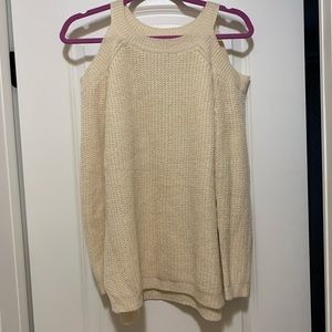 Cream sweater with shoulder cut outs